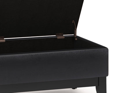 Oregon - Storage Ottoman Bench With Tray - Distressed Black