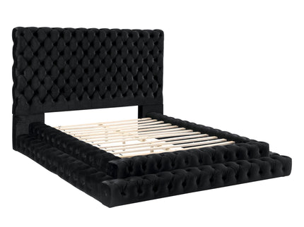 Tufted Oversized Headboard Platform Bed With Fully Upholstered Frame