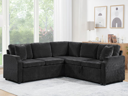 Modern L Shaped Sectional Sofa Bed With Hidden Storage Upholstery