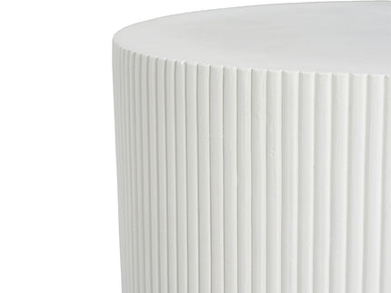 Handmade Side Table With Ribbed Design For Indoor And Outdoor Use - White