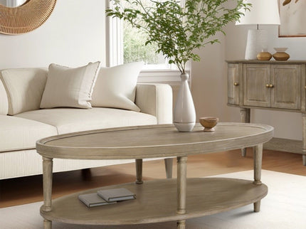 Bedford - Oval Coffee Table With Shelf - Natural