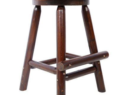 Rustic Bar Stool, Fir Wood Construction, Wide Armrest
