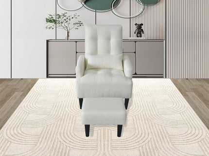 Living Room Sofa Single Chair And Ottoman, Modern Multi-Function Fabric Living Room Sofa Lounge Chair Bed And Stool. Soft Leisure Single Chair Adjustable Into 5 Angles With Sofa Bed