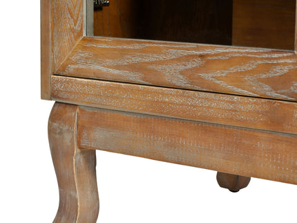 Retro Industrial 4 Door Sideboard With Large Storage, Rattan And Glass Doors