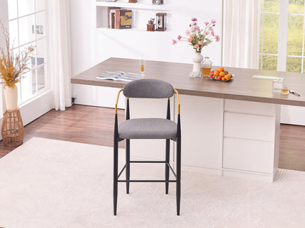 Upholstered Bar Stool With Ergonomic Design (Set of 2)