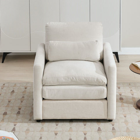 Cozy Upholstered Cushion Armchair For Living Room