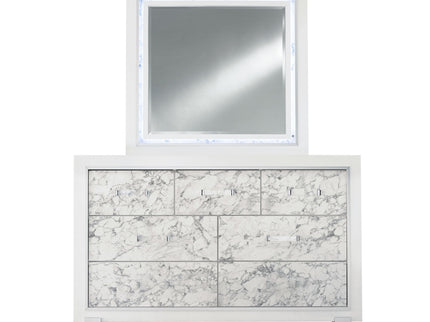Skye - Marble Mirror - White