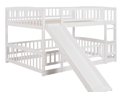 Low Bunk Bed With Slide, Fence And Ladder