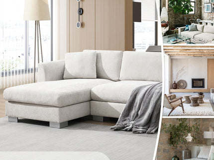 Modern Cloud Sectional Sofa L Shaped Luxury Couch Set With 2 Free Pillows 4 Seat With Oversized Chaise