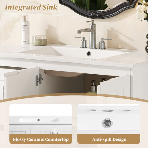 Wall Mounted Bathroom Vanity & Sink, 2 Drawers