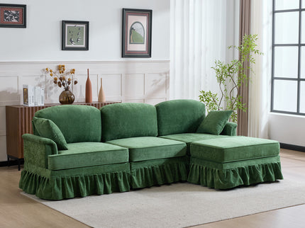 Cloud Sofa With Removable Ruffled Skirt With Ottoman And Flared Arms