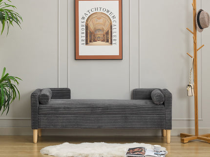 Upholstered Corduroy Flip Top Storage Bench For Living Room