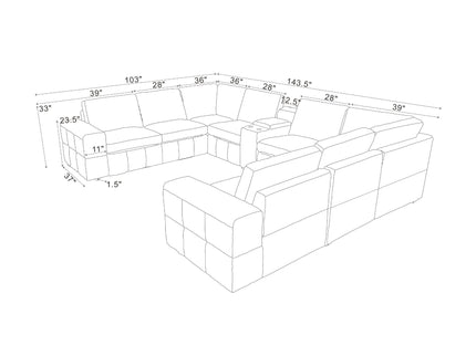 Modular Sectional With Large Square Arms