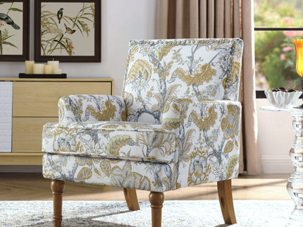 Floral Accent Armchair With Nailhead Trim