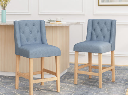 Vienna - Contemporary Fabric Tufted & Wingback Counter Stools (Set of 2)