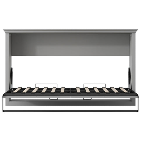 Twin Size Murphy Bed With Cabinet Storage - Gray