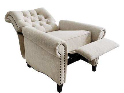 Aidan - Push Back Recliner Chair With Tufted Back And Nailhead Trim - Cream