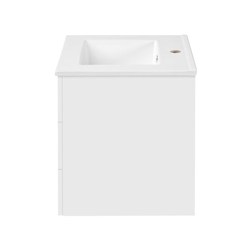 Wall Mounted Floating Cabinet With Side Cabinet Combo, Rectangular Ceramic Sink Vanity