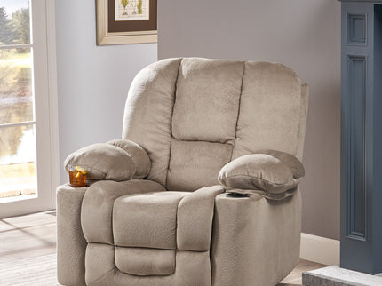 Luxurious Manual Recliner Chair With Skin-Friendly Fabric And Dual Cup Holders
