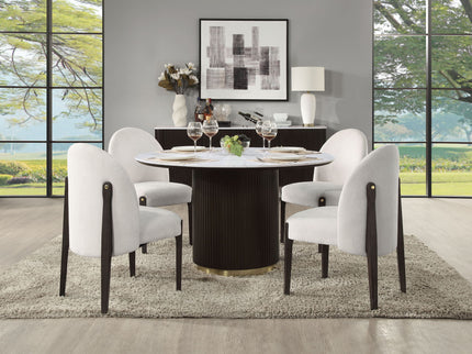 Clayten - Around Dining Table - Marble / Espresso