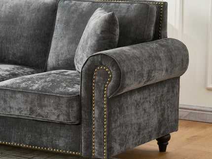 2 Seater Sofa With Rolled Arms, Tufted Upholstered Couch