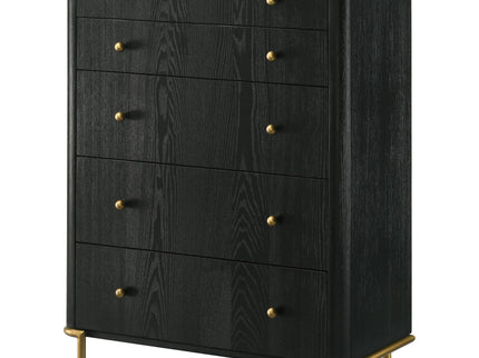 Anser - 5 Drawer Chest, Bedroom Storage Furniture - Black