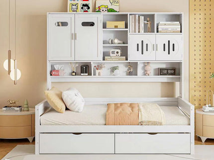 Daybed With All-In-One Cabinet And Shelf