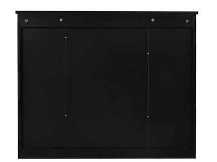 Wall-Mounted Bathroom Storage Cabinet With Mirror, 6 Open Shelves - Black