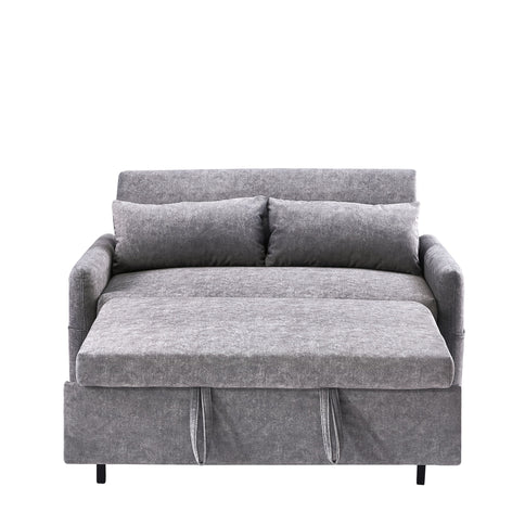 Pull Out Sleep Sofa Bed Loveseats Sofa Couch With Adjsutable Backrest, Storage Pockets, 2 Soft Pillows, USB Ports For Living Room, Bedroom, Apartment, Office