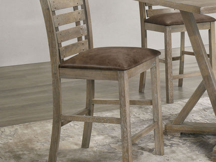 Dining Counter Height Chairs Modern Farmhouse Rustic Look Distressed Design Ladderback Solid Wood (Set of 2) - Grayish Brown