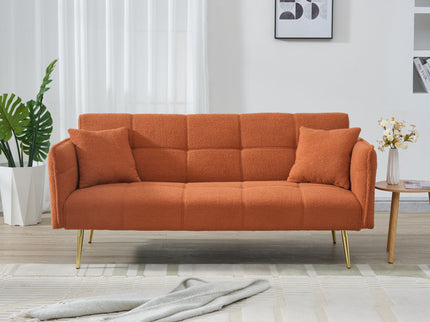 Convertible Double Futon Sofa Bed With Folding Armrests For Living Rooms