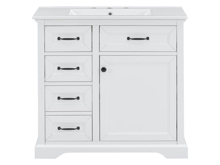 Modern Bathroom Vanity With Sink Top, 4 Drawers And 1 Soft-Close Door