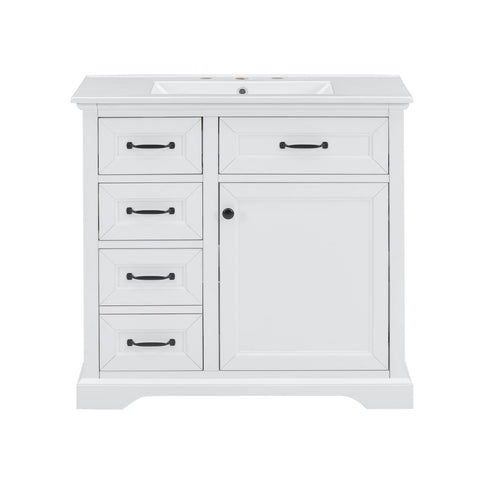 Modern Bathroom Vanity With Sink Top, 4 Drawers And 1 Soft-Close Door