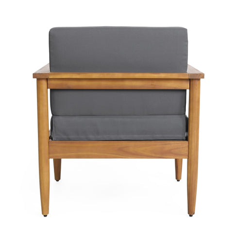 Outdoor Club Chair, Patio Chair With Teak Acacia Wood Frame - Dark Gray