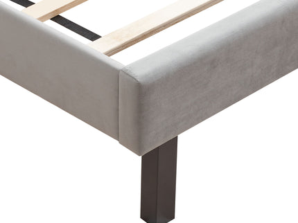 Queen Platform Upholstered Bed Button Tufted With Curve Design, Strong Wood Slat Support - Gray