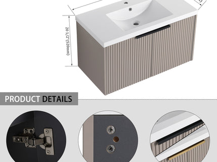 Contemporary Wall Mounted Bathroom Vanity With Resin Double Sink