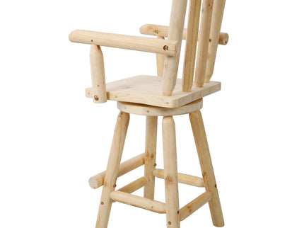 Rustic Bar Stool, Fir Wood Construction, Wide Armrest