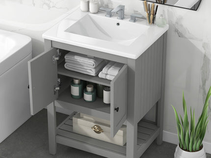 Modern Bathroom Vanity With Sink And Open Shelf