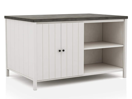 Counter Height Dining Table With Storage Cabinet Base - Dark Gray / Off White / Off White / Gray