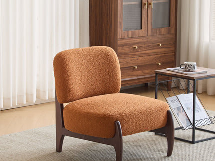 Modern Boucle Lounge Chair With Solid Wood Fram