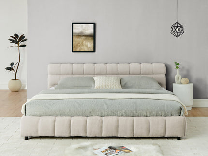 Modern Platform Bed Frame With Thick Fabric