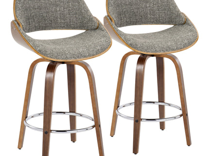 Fabrizzi - Mid Century Modern Fixed Height Counter Stool With Swivel With Round Footrest (Set of 2)