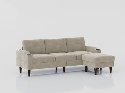 3 Seater Convertible Combination L Shaped Sofa With Footstools With Storage