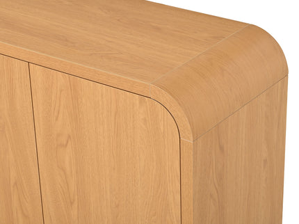 Curved Edge TV Stand With Large Cabinets