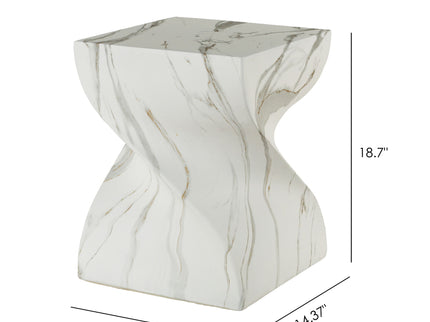 Outdoor End Table, Round Side Table For Patio And Garden - Marble