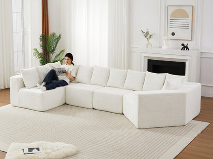 L - Shaped Modular Sofa With Deep Seat And 11 Pillows