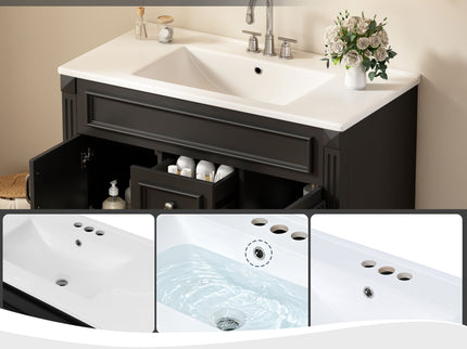 French Simple Style Wall Mounted Bathroom Cabinet With Sink
