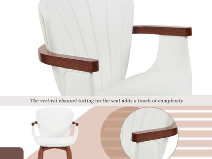 Mid Century Modern Bentwood Swivel Dining Chairs (Set of 2) - White / Walnut