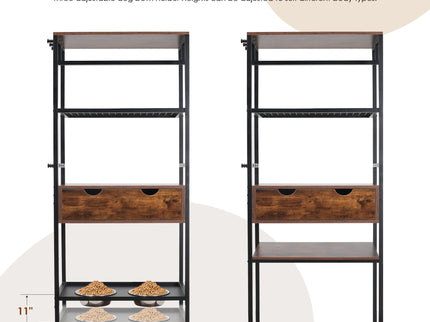 Dog Feeding Station, 3 Height Adjustable Raised Dog Bowls, Dog Feeder Station For Large Medium Dogs Cats, Dog Storage With Shelves - Black / Dark Brown