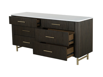 Clayten - Dresser - Espresso / White Marble